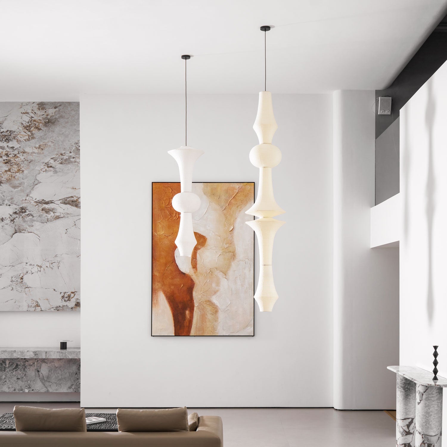 Washi Paper E Pendant Light, Tall Mulberry Shade, E26/E27, Hardwired