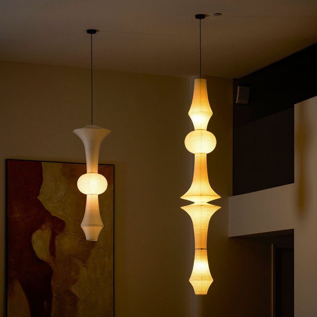 Washi Paper E Pendant Light, Tall Mulberry Shade, E26/E27, Hardwired