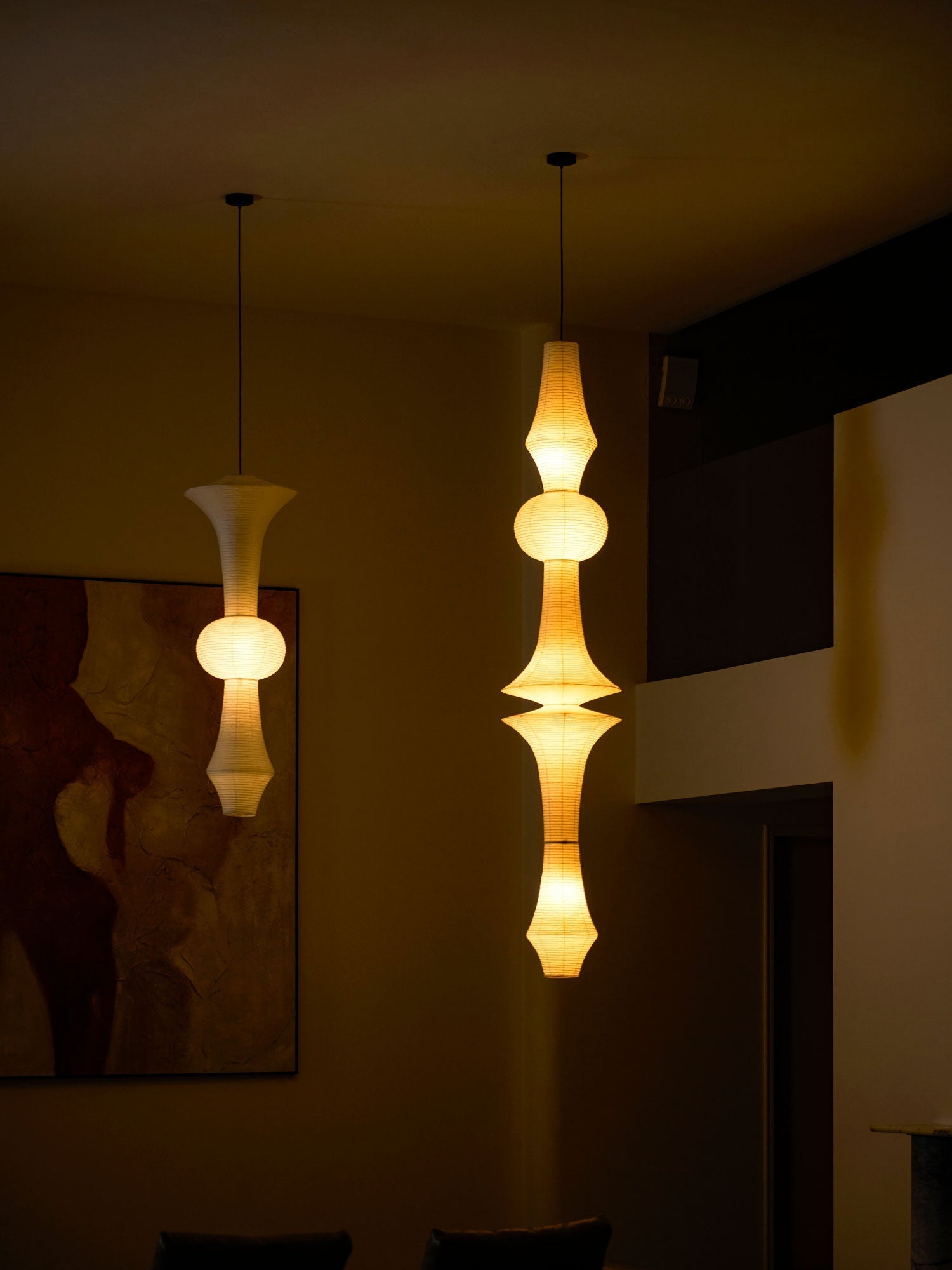 Washi Paper E Pendant Light, Tall Mulberry Shade, E26/E27, Hardwired