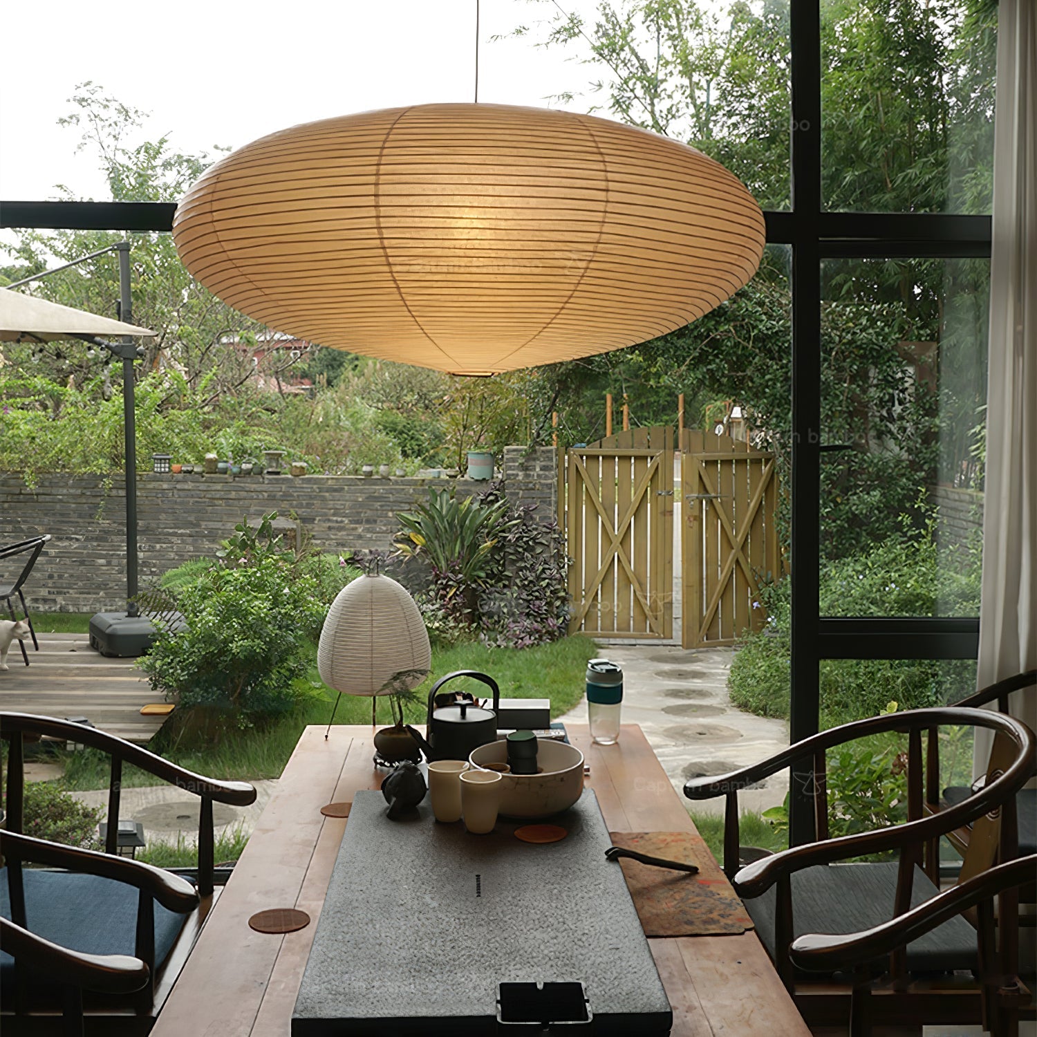 Washi Paper Swag Pendant Light, Mulberry Shade, E26/E27, Plug-In
