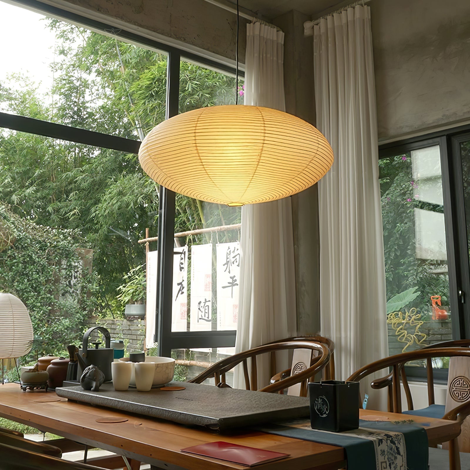 Washi Paper Swag Pendant Light, Mulberry Shade, E26/E27, Plug-In