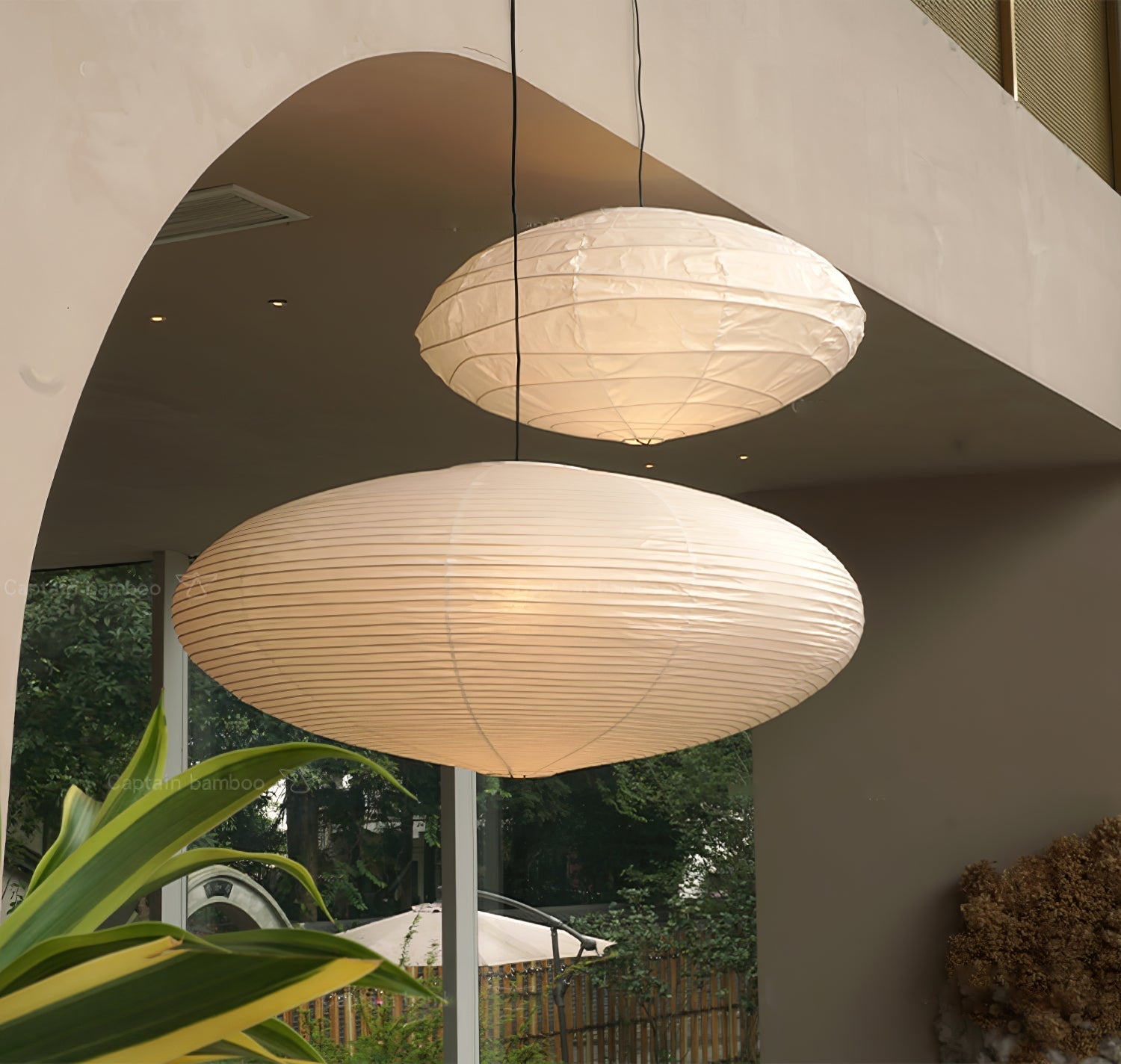Washi Paper Swag Pendant Light, Mulberry Shade, E26/E27, Plug-In