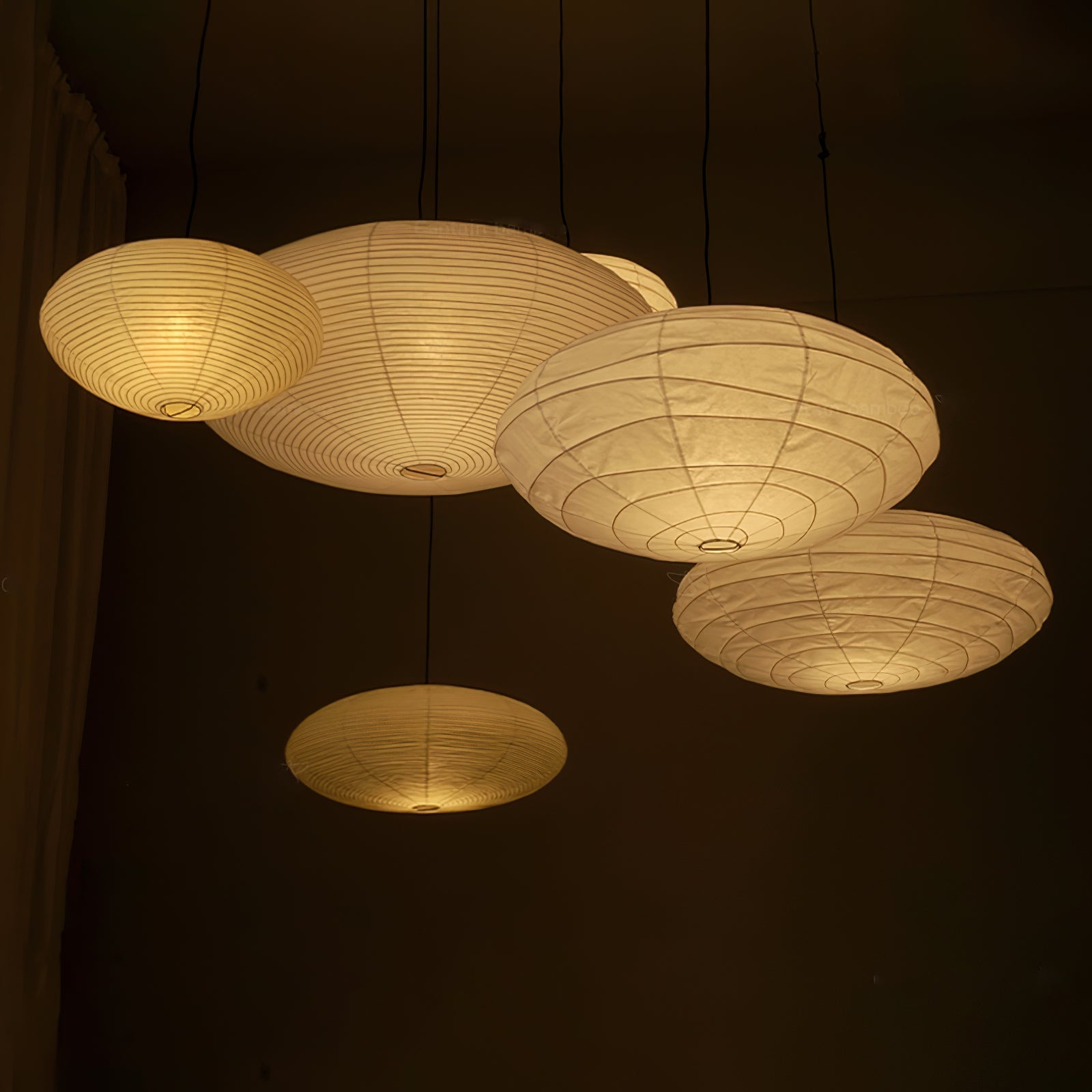 Washi Paper Swag Pendant Light, Mulberry Shade, E26/E27, Plug-In