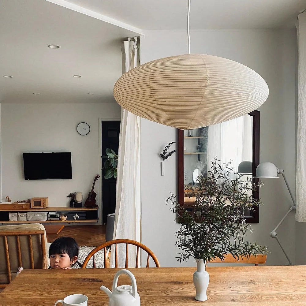 Washi Paper Swag Pendant Light, Mulberry Shade, E26/E27, Plug-In