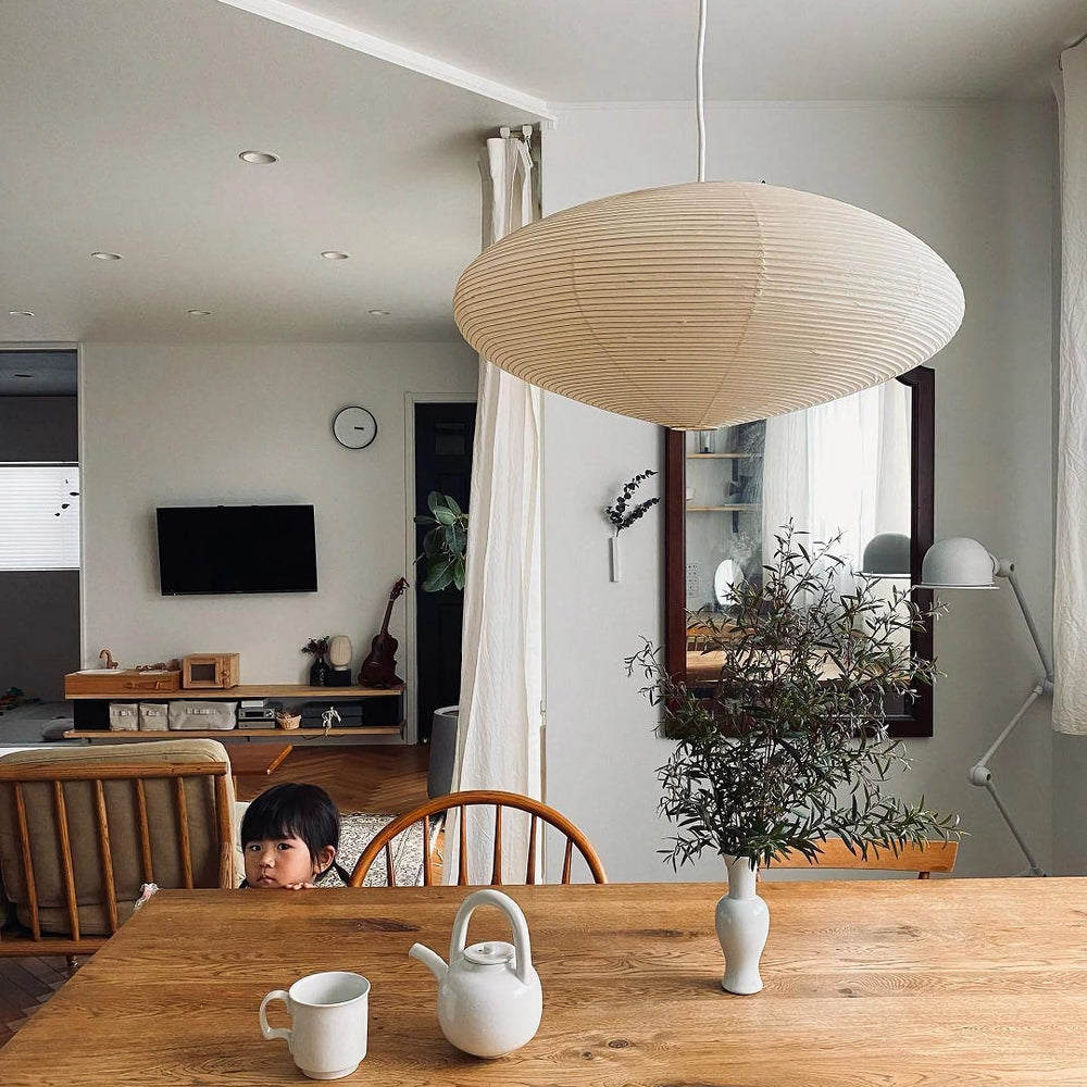 Washi Paper Swag Pendant Light, Mulberry Shade, E26/E27, Plug-In