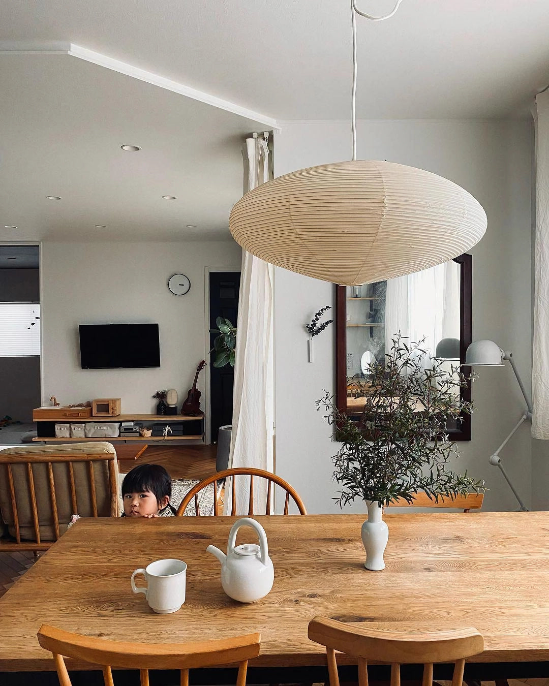 Washi Paper Swag Pendant Light, Mulberry Shade, E26/E27, Plug-In