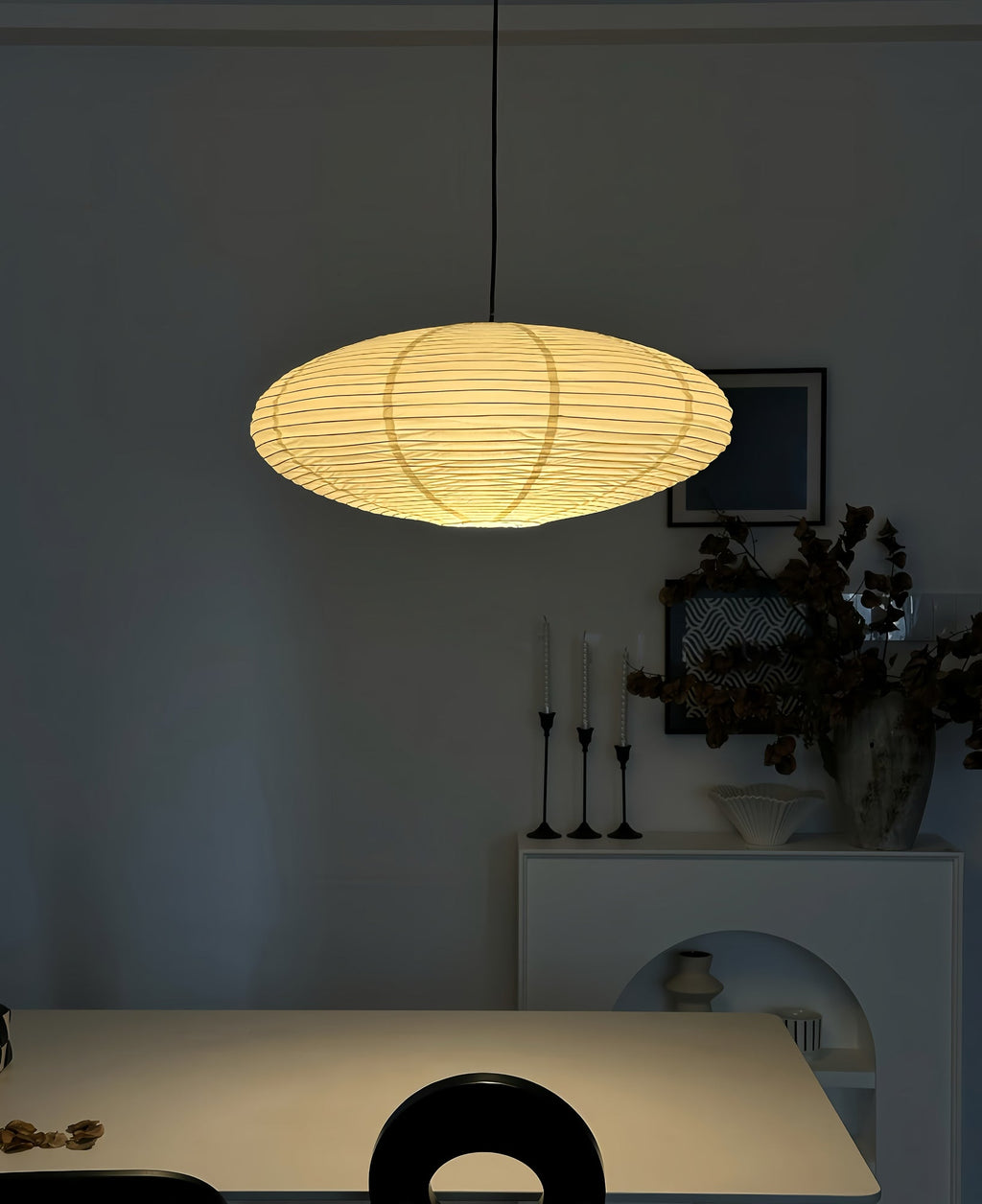 Washi Paper Swag Pendant Light, Mulberry Shade, E26/E27, Plug-In
