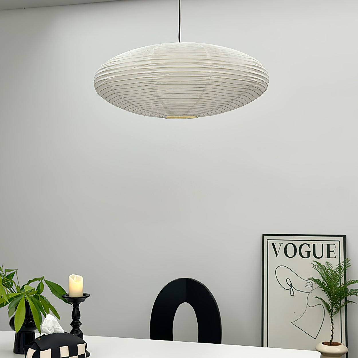 Washi Paper Swag Pendant Light, Mulberry Shade, E26/E27, Plug-In