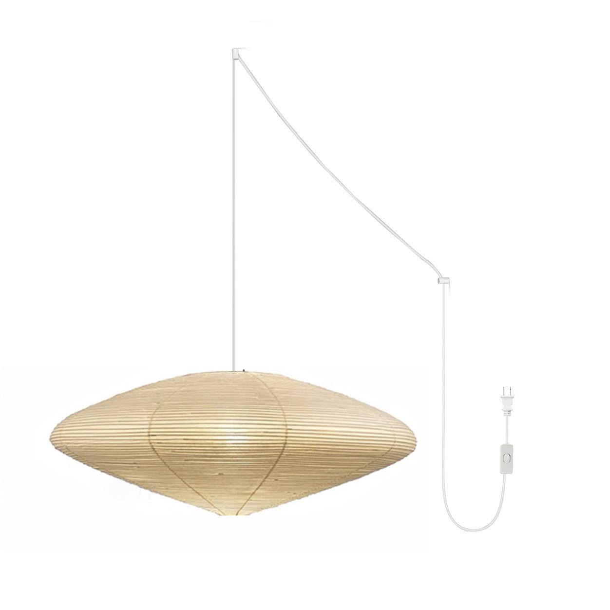 Washi Paper Swag Pendant Light, Mulberry Shade, E26/E27, Plug-In