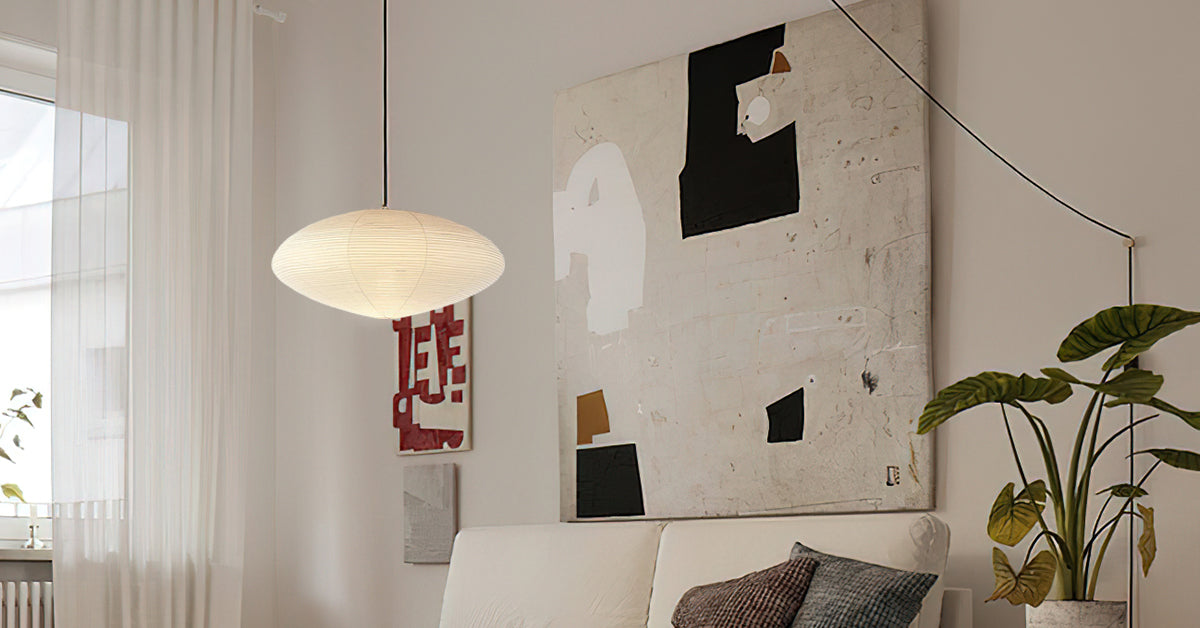 Washi Paper Swag Pendant Light, Mulberry Shade, E26/E27, Plug-In