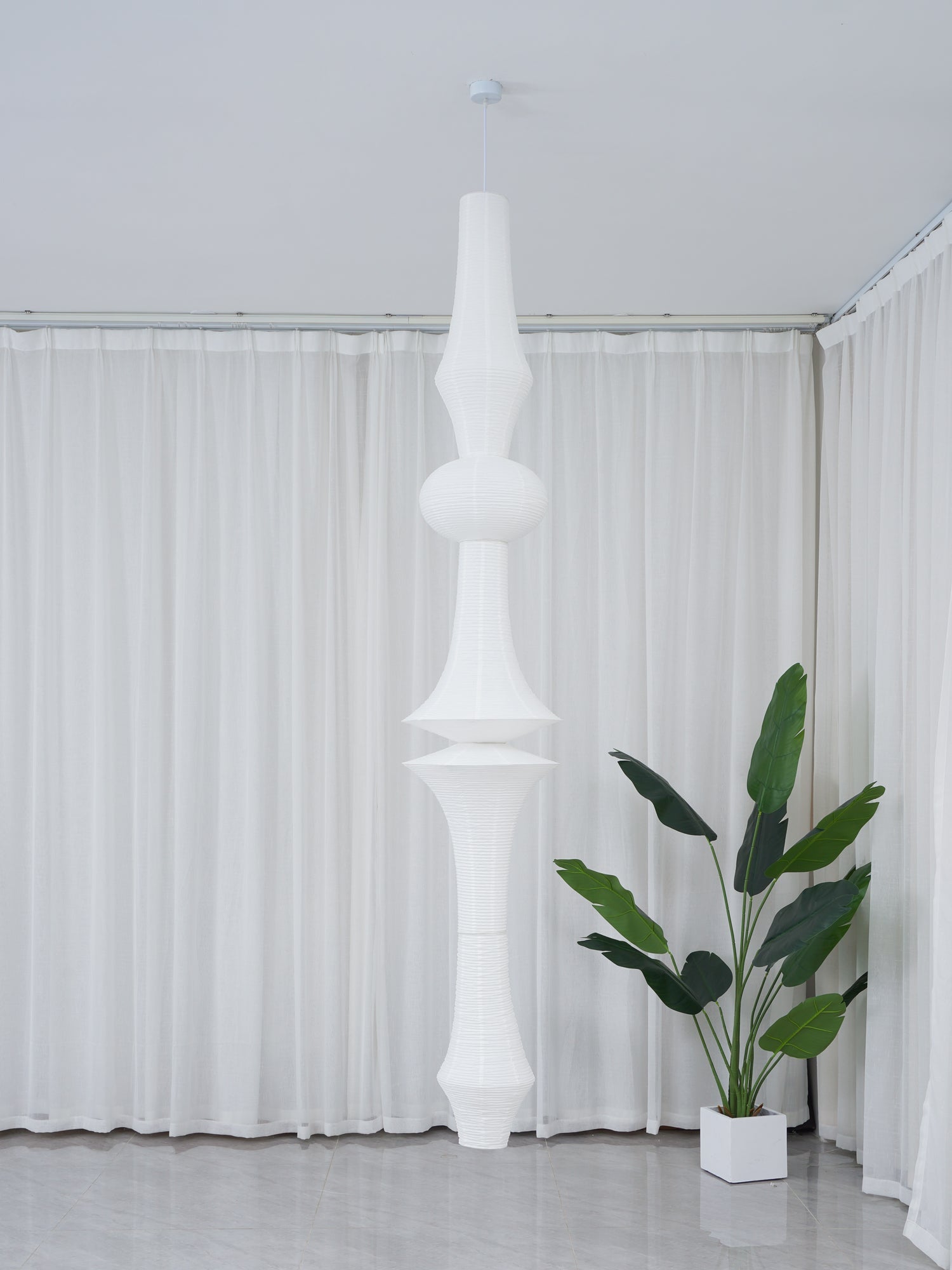 Washi Paper E Pendant Light, Tall Mulberry Shade, E26/E27, Hardwired