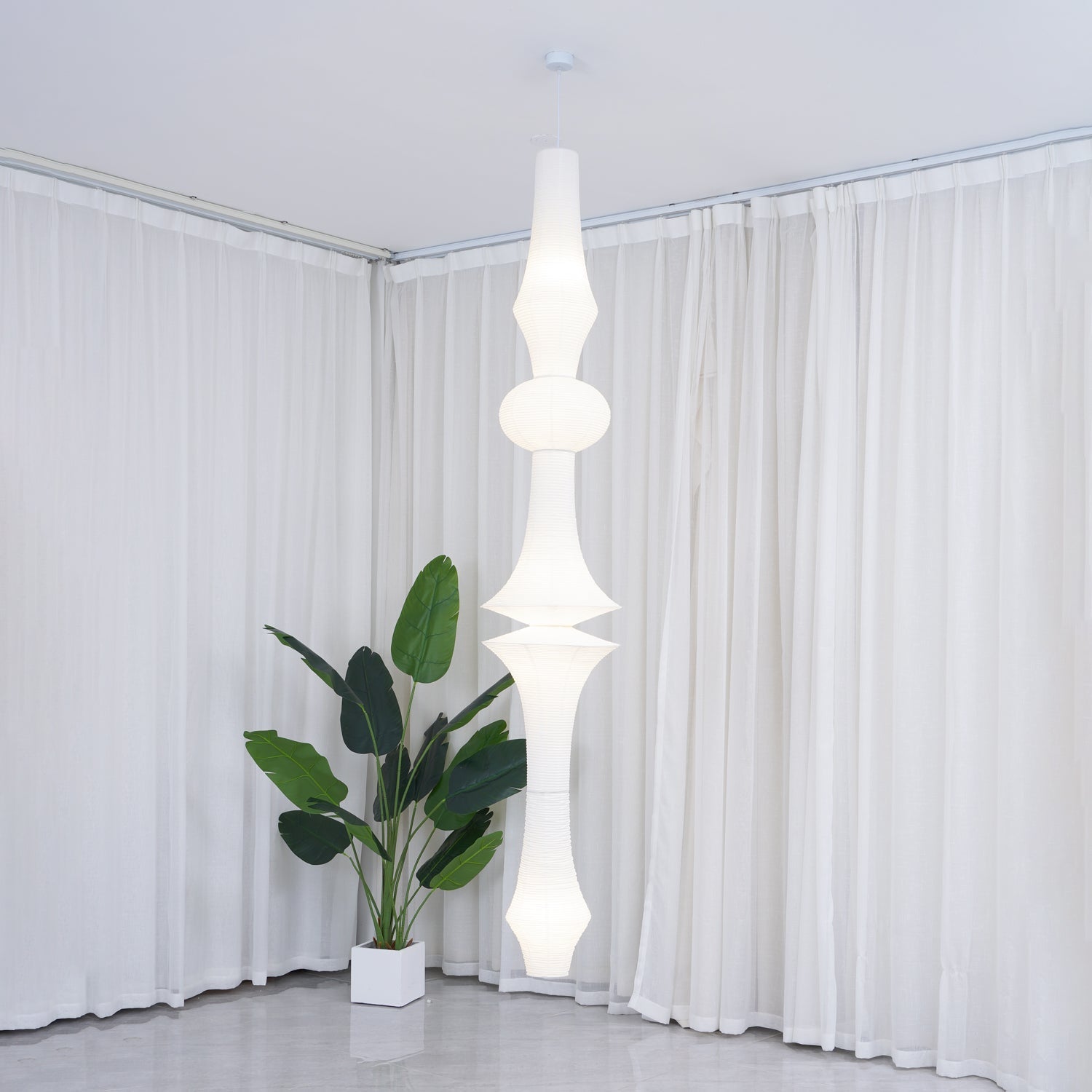 Washi Paper E Pendant Light, Tall Mulberry Shade, E26/E27, Hardwired