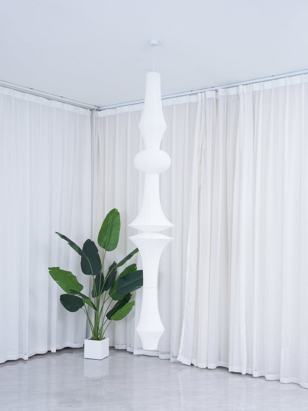 Washi Paper E Pendant Light, Tall Mulberry Shade, E26/E27, Hardwired