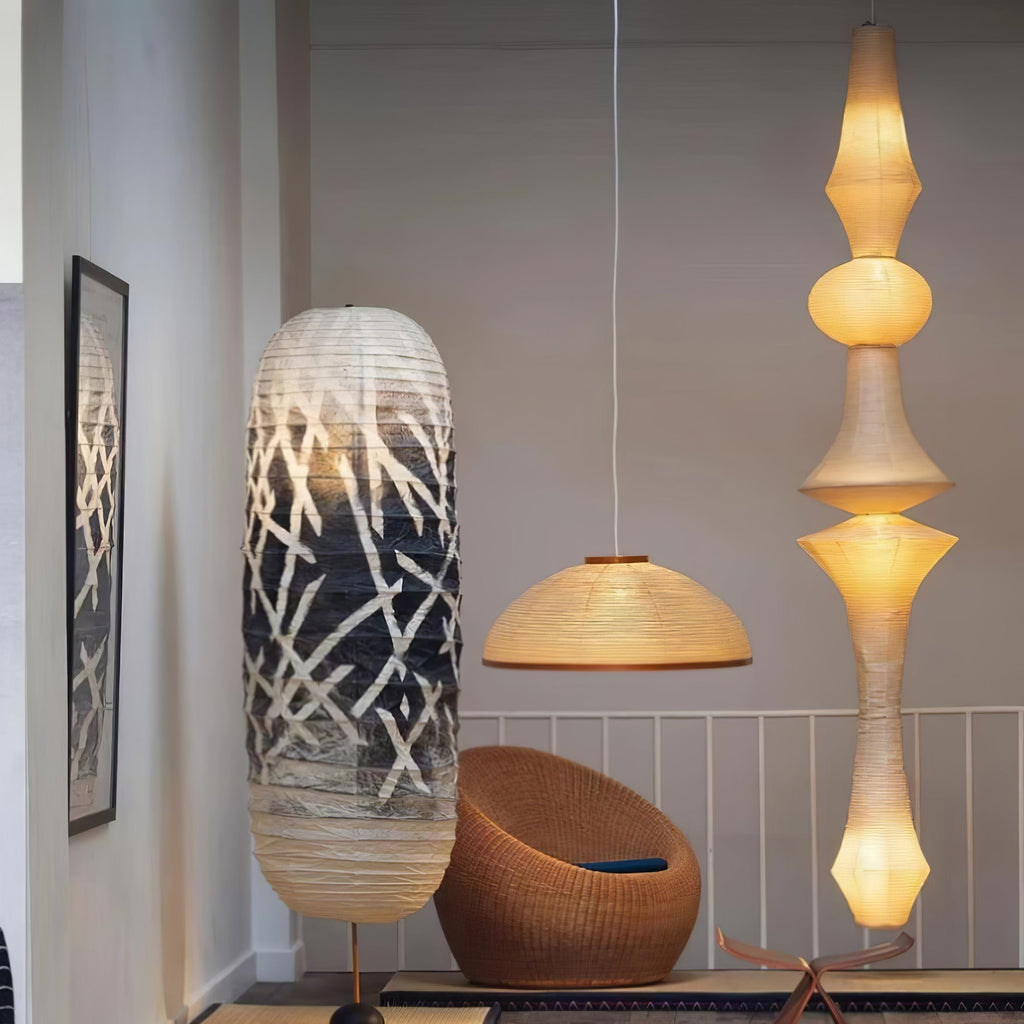 Washi Paper E Pendant Light, Tall Mulberry Shade, E26/E27, Hardwired