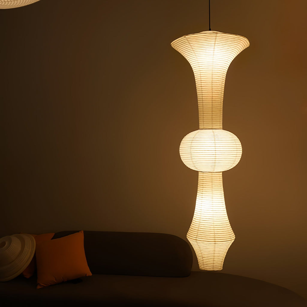 Washi Paper E Pendant Light, Tall Mulberry Shade, E26/E27, Hardwired