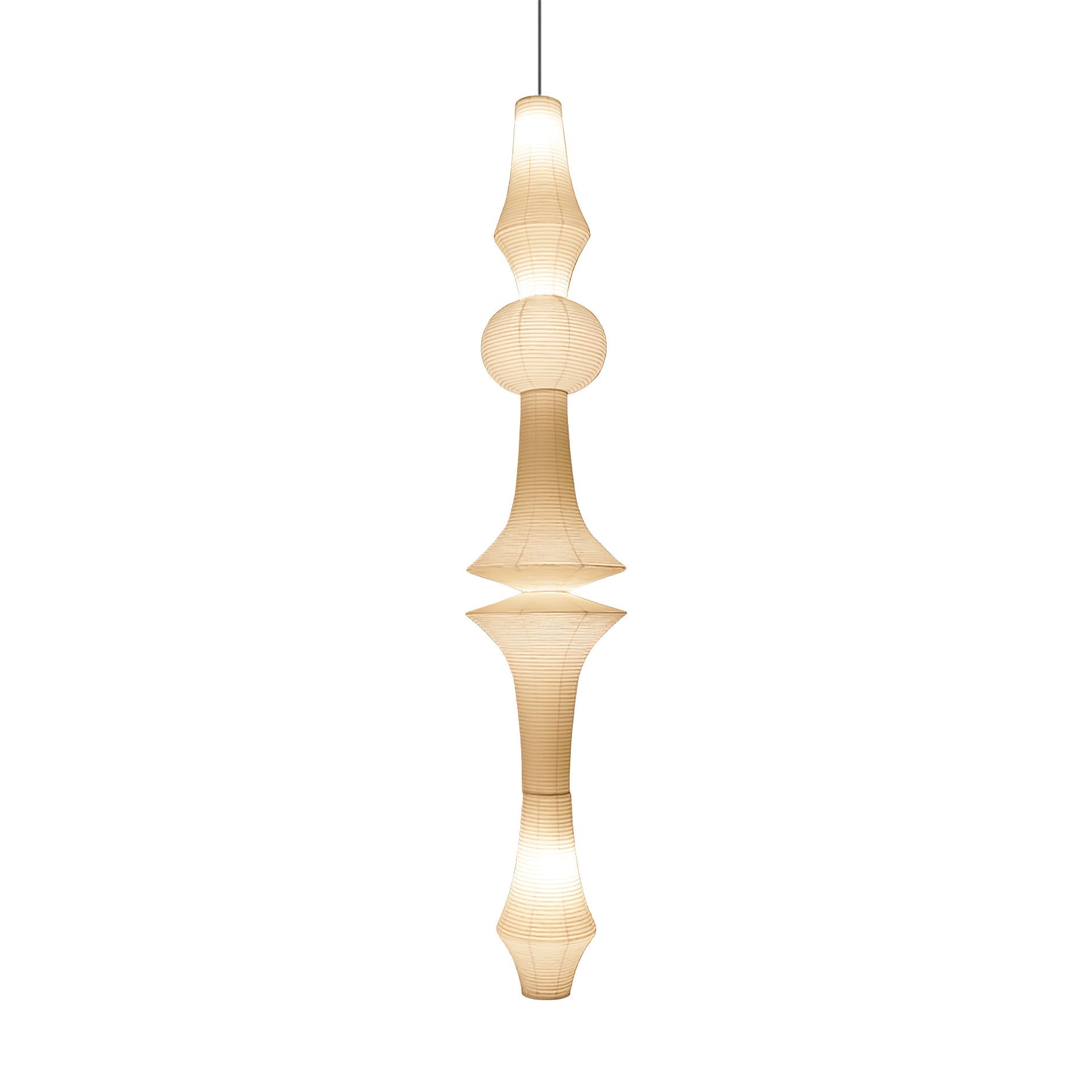 Washi Paper E Pendant Light, Tall Mulberry Shade, E26/E27, Hardwired