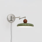 Lola Wall Lamp, Round Disc, Plug-In, Integrated LED, Chrome or Green