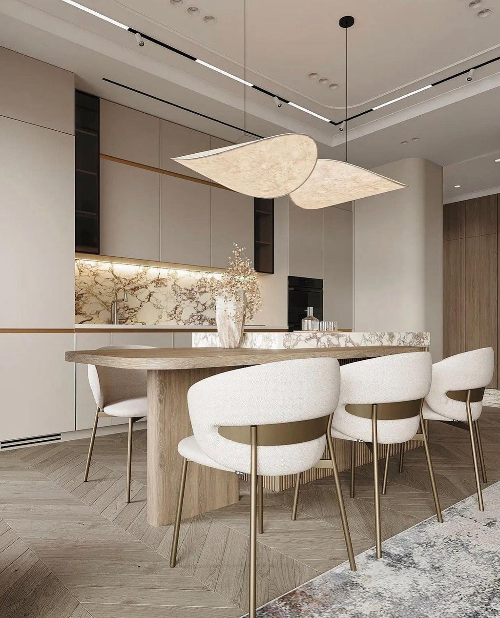 Tense Pendant Light, Tyvek Paper Shade, White and Black, Warm Dimmable