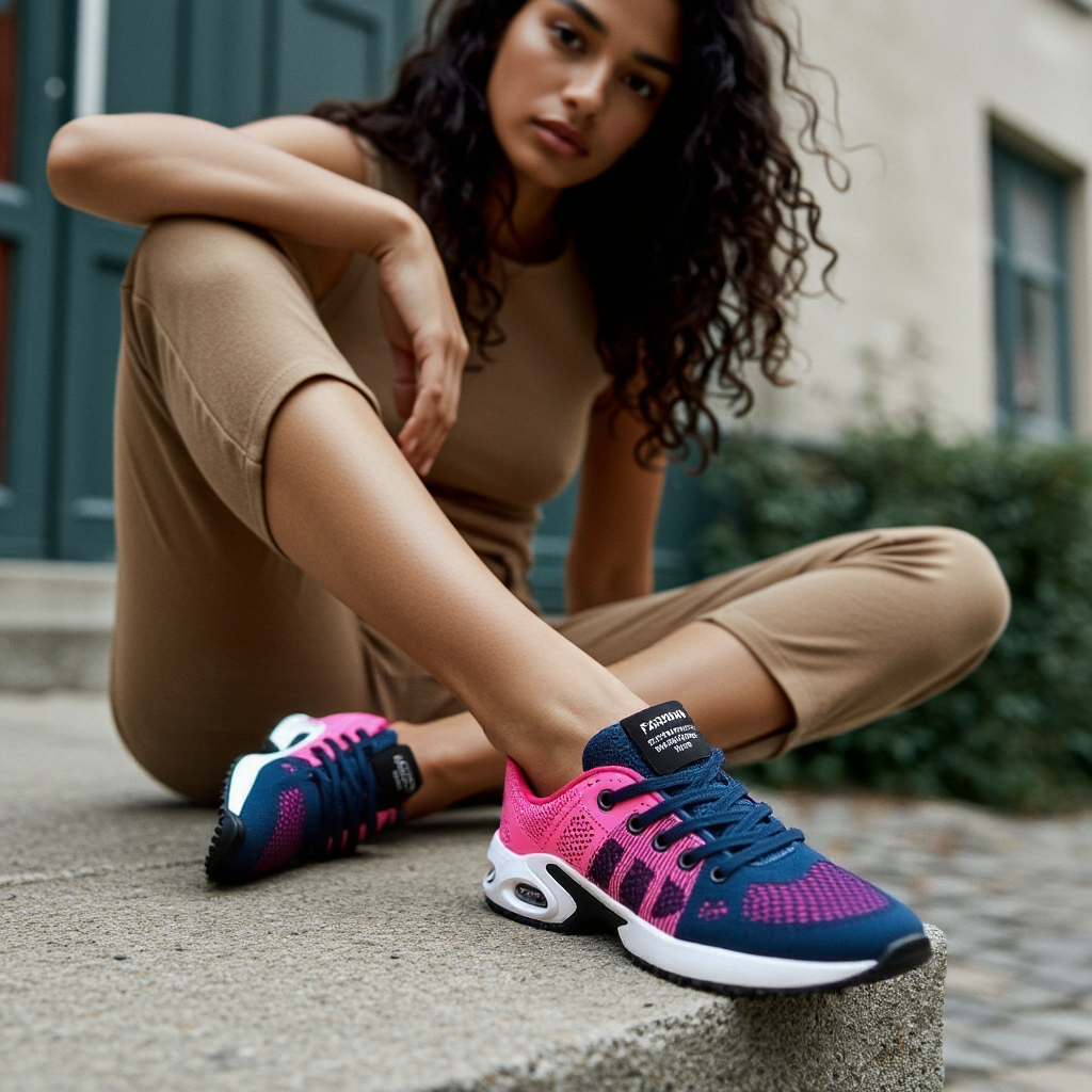Cushioned Walking Sneakers for Women, Gel Sole and Double Mesh Upper
